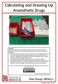 clinical skills instruction booklet cover page, Calculating and Drawing Up Anaesthetic Drugs